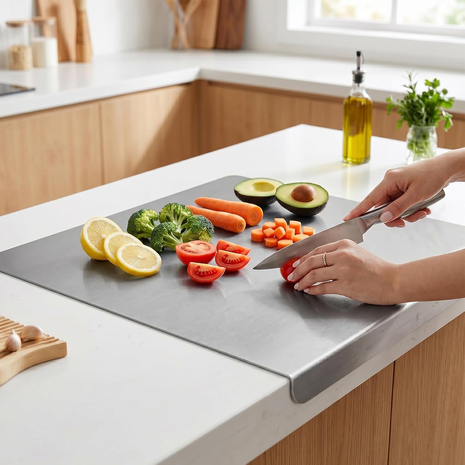 Heavy Equipment Bucket - Stainless Steel Cutting Board With Lip